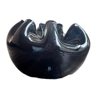 Hand Blown Wavy Glass Bowl Black Italian