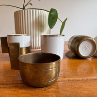 Monopoli Brass and Porcelain Espresso Cups Set of 4 1987 Italy