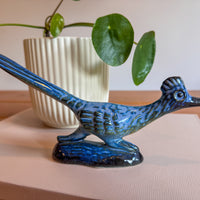 Howard Pierce Blue Ceramic Roadrunner Sculpture