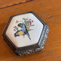 Trinket Box Mele Parrot Tile and Metal Vintage Jewelry Box