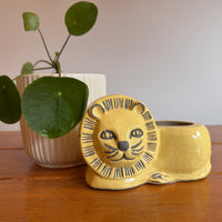 Terracotta Lion Planter Painted Vintage