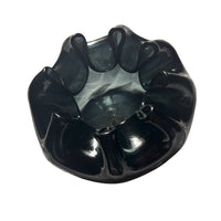 Hand Blown Wavy Glass Bowl Black Italian