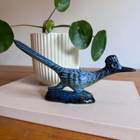 Howard Pierce Blue Ceramic Roadrunner Sculpture
