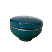 Studio Pottery Ceramic Storage Jar Box Canister with Lid in Blue and Green