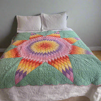 Hand Stitched Patchwork Quilt Colorful Antique Vintage