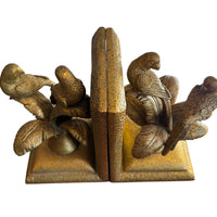 Set of 2 Gold Palm and Bird Resin Bookends White Lotus