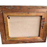 Nude framed painting in soft warm vibrant colors and gold wood frame