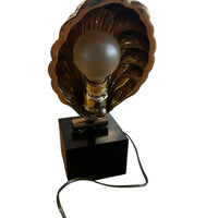 Brass Shell Shade Table Lamp with Black Metal Cube Base Ethan Allen
