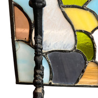 Stained Glass Cornicopia with Cast Iron Stand
