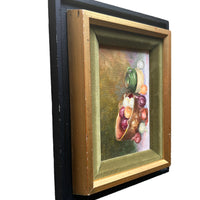 Framed Still Life Oil Painting Art Onions and Olive Oil