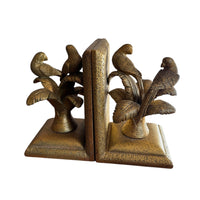 Set of 2 Gold Palm and Bird Resin Bookends White Lotus