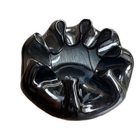 Hand Blown Wavy Glass Bowl Black Italian