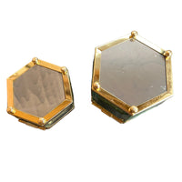 Hexagon Blue Tinted Etched Crystal Glass Jewelry Box