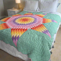 Hand Stitched Patchwork Quilt Colorful Antique Vintage