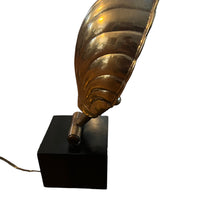 Brass Shell Shade Table Lamp with Black Metal Cube Base Ethan Allen