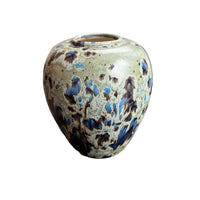 Midcentury Drip Glaze Pottery Vase white ceramic