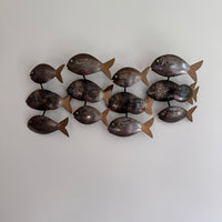 Midcentury School of Fish Metal Wall Art Brutalist Sculpture