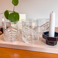 Plastic Dansk SKAL Diamond Tumblers Water Glasses Set of 4 Vintage Clear