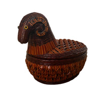 Woven Antique Ram Basket with Lid