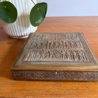 Brass Box vintage etched with Human Figures