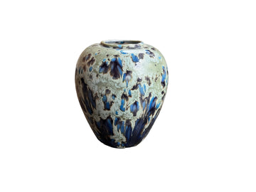Midcentury Drip Glaze Pottery Vase white ceramic