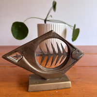 Dolbi Metal Fish Bone Metal Sculpture 1980 Figure Statue Vintage