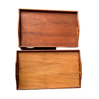 Vintage Folding Teak Wood Standing Tray Mid-Century Modern Thailand