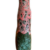 Moroccan Terracotta Clay Vase with Green and Pink Drip Glaze