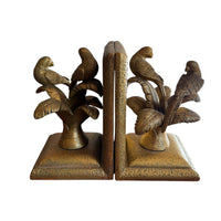 Set of 2 Gold Palm and Bird Resin Bookends White Lotus