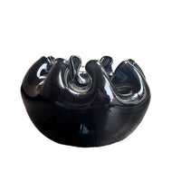Hand Blown Wavy Glass Bowl Black Italian