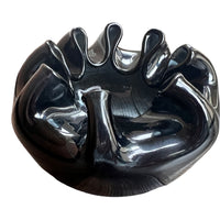 Hand Blown Wavy Glass Bowl Black Italian