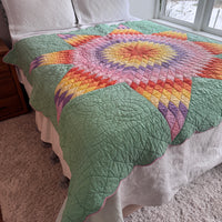 Hand Stitched Patchwork Quilt Colorful Antique Vintage