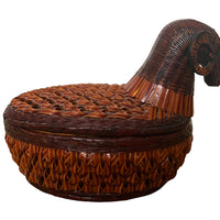 Woven Antique Ram Basket with Lid