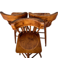 Knotty Pine Wood Swivel Bar Stools Set of 3