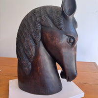 Large Carved Wood Horse Sculpture