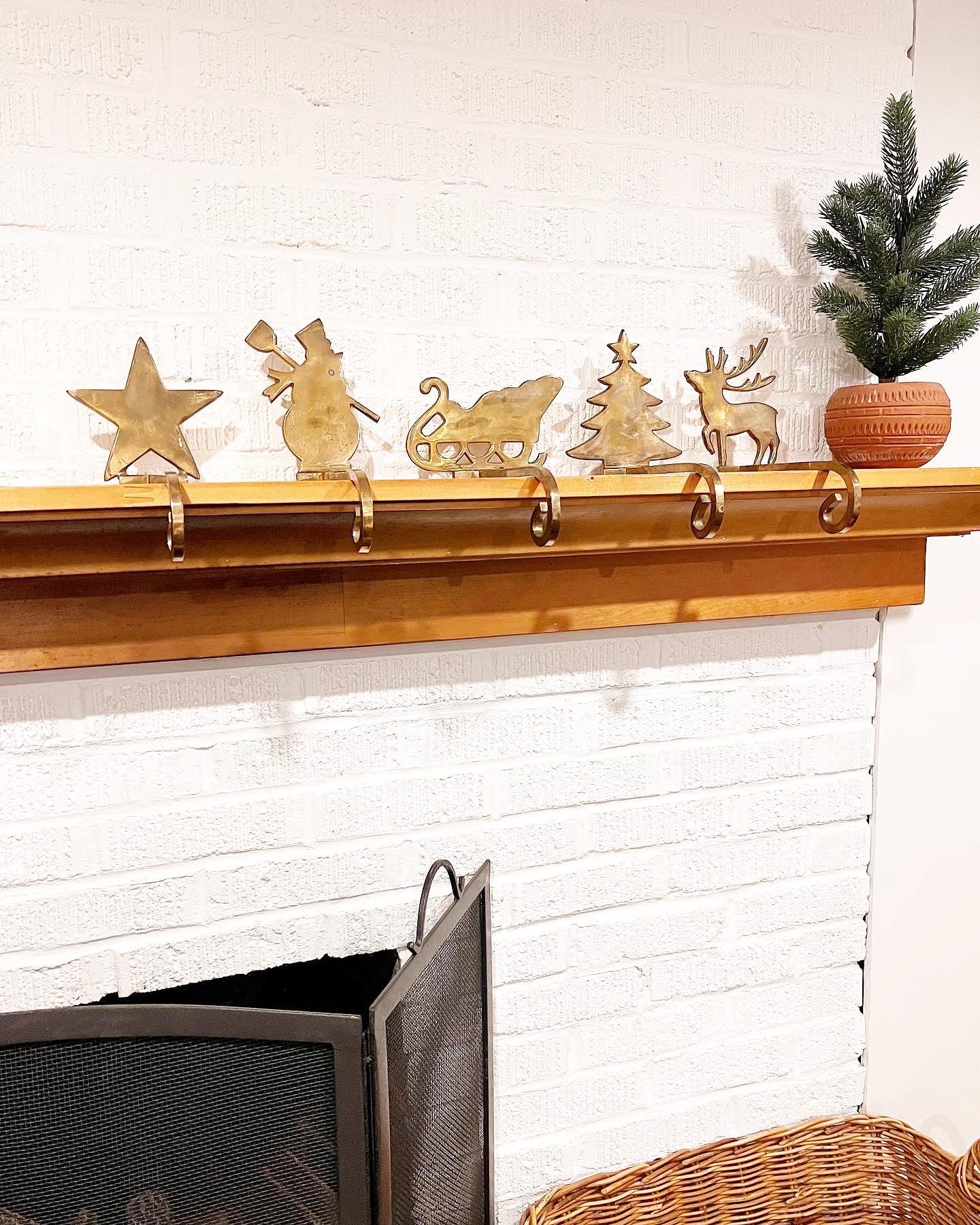 Weighted Brass Stocking Holder Hooks Set of 5 Portland Revibe