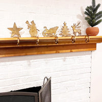 Solid Weighted Brass Holiday Christmas Mantel Stocking hooks