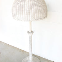 Art Deco style White Wicker Floor Lamp