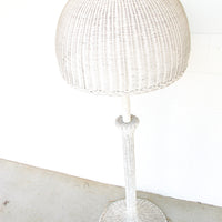 Art Deco style White Wicker Floor Lamp