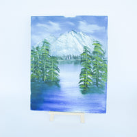 Vibrant Mountainscape Painting with Lake Unsigned