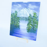 Vibrant Mountainscape Painting with Lake Unsigned