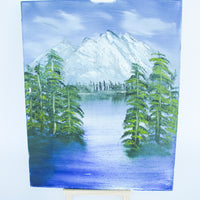 Vibrant Mountainscape Painting with Lake Unsigned