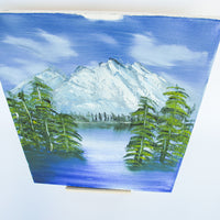 Vibrant Mountainscape Painting with Lake Unsigned