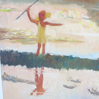 Sunset Jungle Portrait Oil Canvas Painting