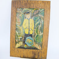 Original Painting on Art Paper with a Flat Textured Frame