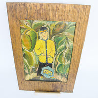Original Painting on Art Paper with a Flat Textured Frame