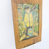 Original Painting on Art Paper with a Flat Textured Frame