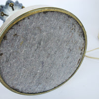 Midcentury Floral Ceramic and Brass Lamp with Original Curved Shade