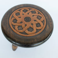 Primitive Hand Carved Gaelic Nordic Wood Stool