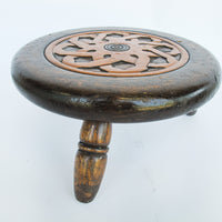 Primitive Hand Carved Gaelic Nordic Wood Stool